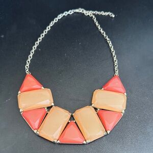 Elegant Geometric Necklace in Coral and Tan